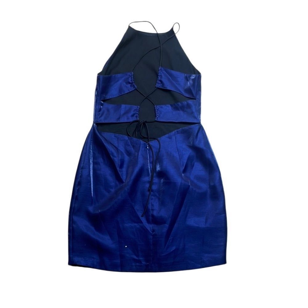 Endless Rose Shimmery Blue Backless Mini Dress Large